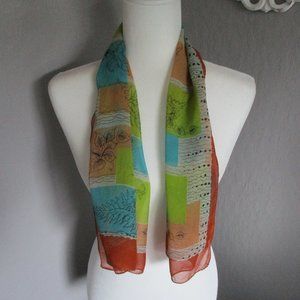 1960s nature sketches sheer scarf